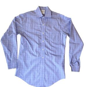 Brooks Brothers Blue Windowpane Dress Shirt 14 1/2 / 33